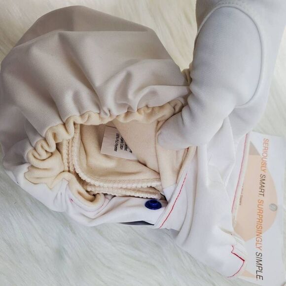 SMART BOTTOMS OS white all in one cloth diaper - Picture 4 of 5